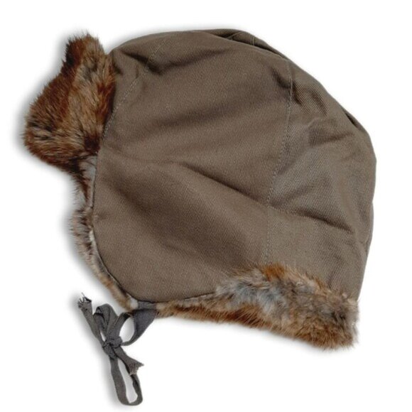 Vintage Soft Genuine Muskrat Fur Ear Flap Top Tie Trapper Hat Winter Cap Sz OS - Picture 1 of 16